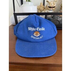 Vintage 80s White Castle Specialist Snapback Hat USA Made Blue Promo Cap Trucker